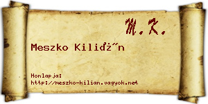 Meszko Kilián névjegykártya